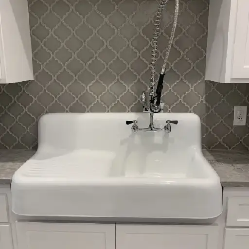 white double-bason fireclay sink" title="white double-bason fireclay sink